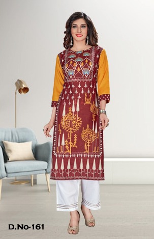 Mexico 1-Cotton-Kurti-With-Rayon-Plazzo